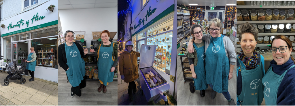 Montage of five photos featuring the dynamic women's team at Harriet's of Hove, captured in various settings, showcasing their camaraderie and diverse roles in the spirit of International Women's Day.