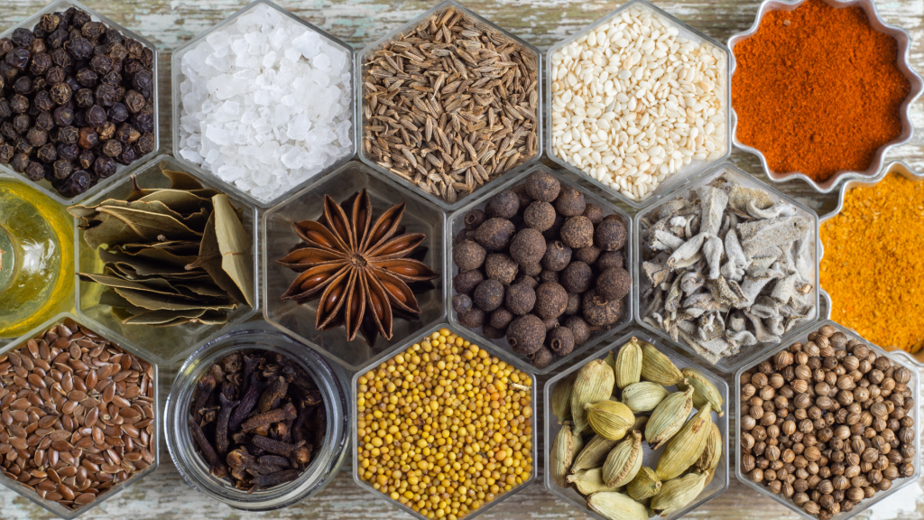 pots of spices of the world sold at Harriet's of Hove refil store